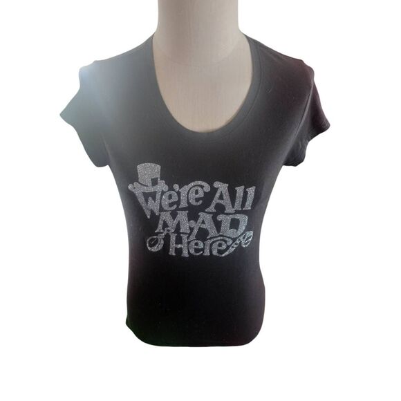 Women's large no boundaries we're all mad here sparkle tee - Picture 1 of 3